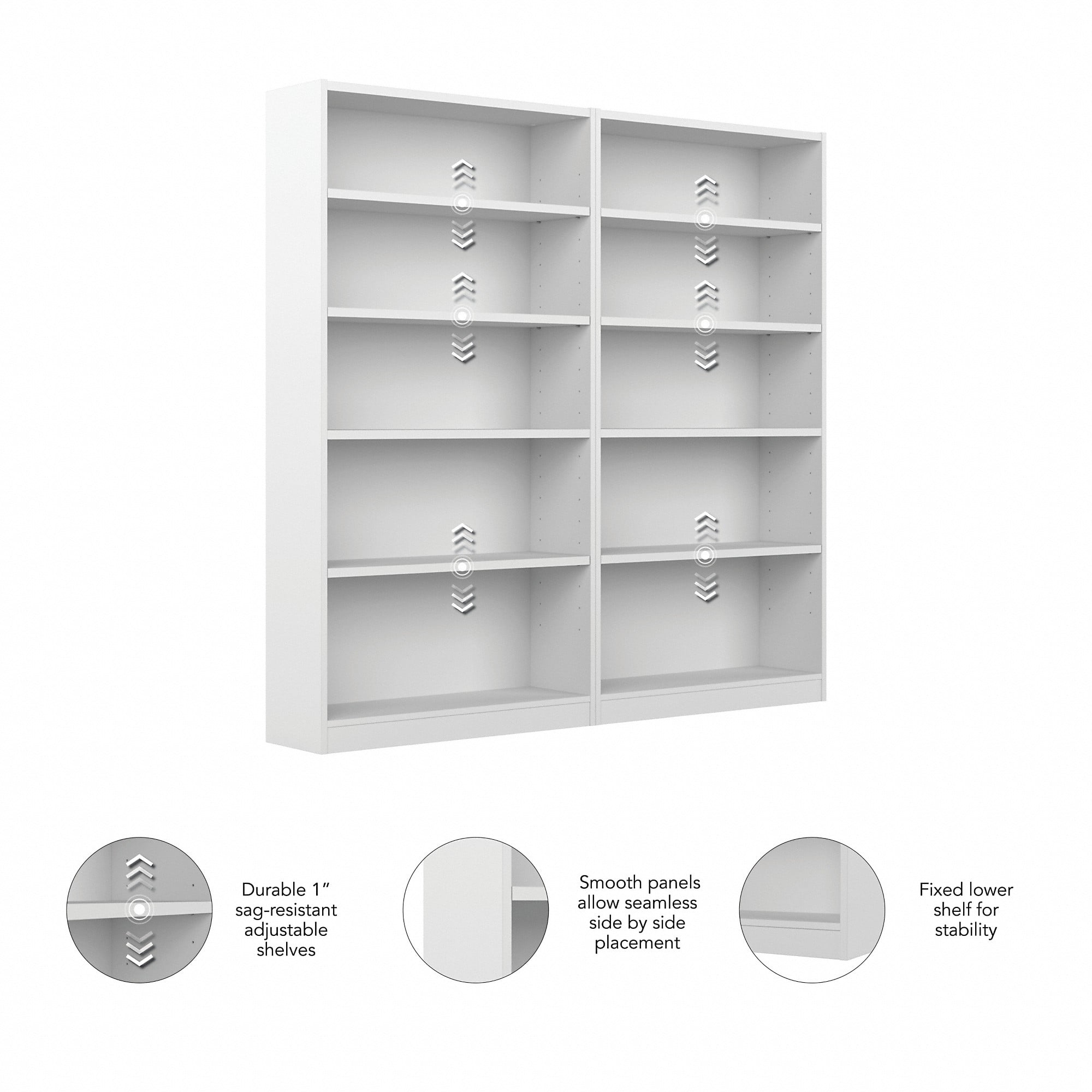Bush furniture universal 5 shelf bookcase in pure white hotsell