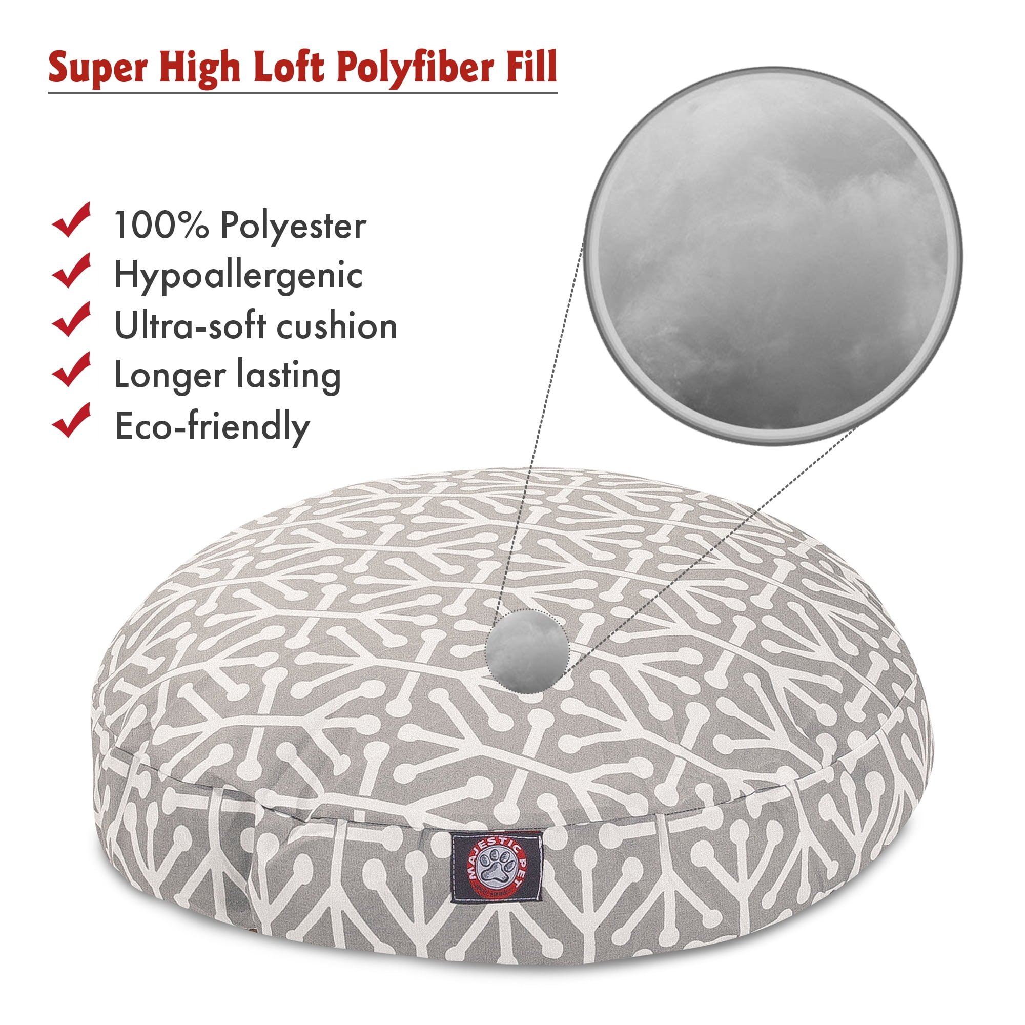 Majestic Pet | Aruba Round Pet Bed For Dogs, Removable Cover, Gray, Small
