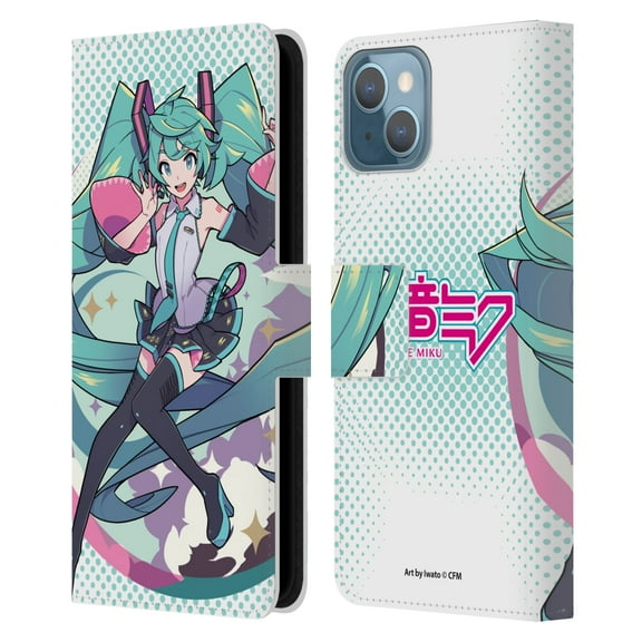 Head Case Designs Officially Licensed Hatsune Miku Graphics Pastels Leather Book Wallet Case Cover Compatible with Apple iPhone 13