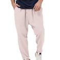 thumbnail image 2 of Pants for Men Summer Wide Leg High Waist Casual Cropped Pant Men's Summer Trendy Plus Size Breathable Solid Color Sports Casual Pants Pink L, 2 of 5
