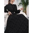 thumbnail image 5 of Women'S Knee-Length Spring and Autumn Dresses Bowknot Solid Color Shirt Sleeve Big Swing Long Dresses Black S, 5 of 7