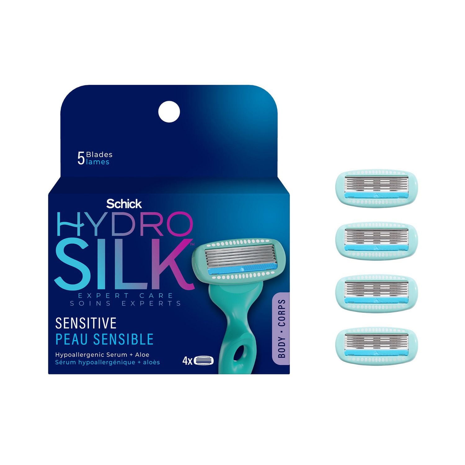 Cartouches de lames Schick Hydro Silk Sensitive Care pour femmes 4 cartouches de lames
