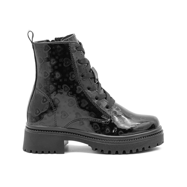 Botin Yuyin Para Niña Casual Con Corazones Charol Negro negro 19