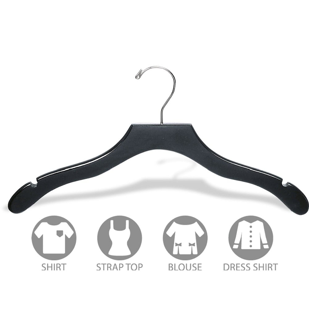 The Great American Hanger Company Black Wavy Top Hanger with Notches (Box of 25)