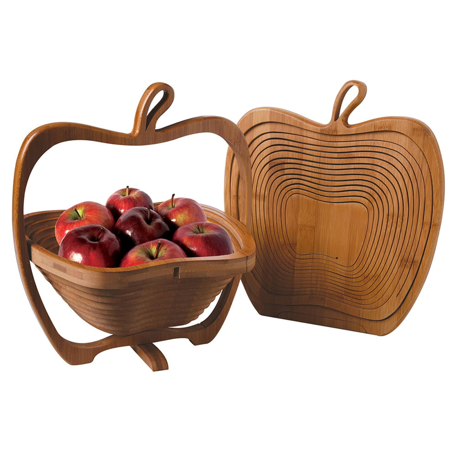 Royal Brands Swan Fruit Basket Bamboo Folding Collapsible Fruit Basket Apple Decor Kitchen Decor 