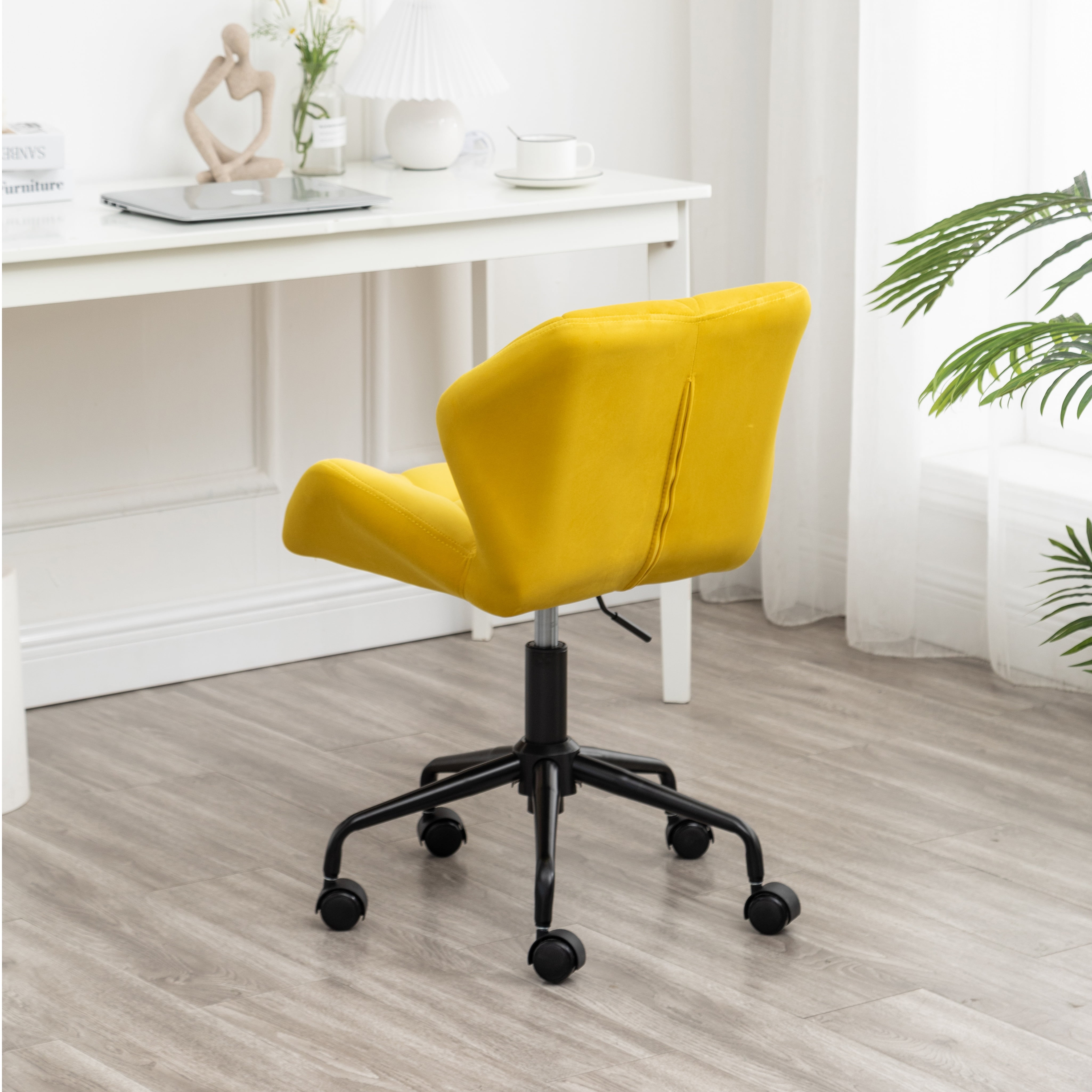 Eldon Diamond Tufted Adjustable Swivel Office Chair in Yellow