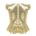 thumbnail image 2 of Haitryli Kids Girls Sparkly Sequins Ruffle Flutter Sleeve Peplum Top Shirt Mermaid Theme Birthday Gold 10, 2 of 5