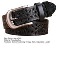 thumbnail image 3 of CYSFASHION Belts for Women Women's Retro Belt Hollow Flower Leather Belt For Jeans Pants Wide Belt With Metal Buckle Womens Belt Black, 3 of 3
