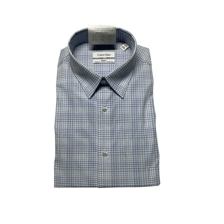 Calvin Klein Men's Dress Shirt Steel  Regular Fit Navy Blue Multi M 15.5 34-35