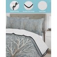 thumbnail image 3 of Quilt King Size Bedding Set, Forest Woodland Reversible Summer Quilt 3 Pieces, Steel Blue Trees Shadows Lightweight Bedspreads Coverlets with 2 Pillow Shams for All Seasons, 3 of 5