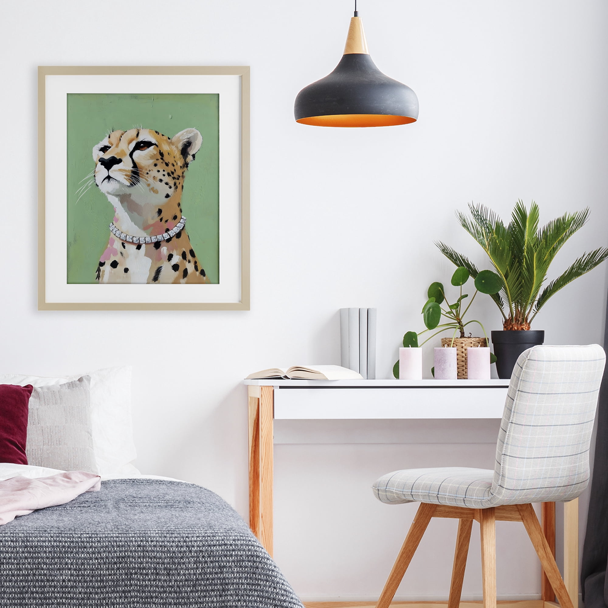 Stupell Industries Glam Cheetah with Jewels Birch Framed Print Under Glass, design by The Prints Vibe