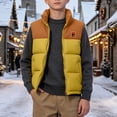 thumbnail image 7 of Boys Quilted Vest Outwear Full Zip Warm Fashion Casual Winter Sleeveless Jacket Yellow 6, 7 of 7