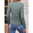 thumbnail image 6 of Womens Tops Casual V Neck Long Sleeve Shirts Solid Ruched Basic Tunics Blouses Green XL, 6 of 7