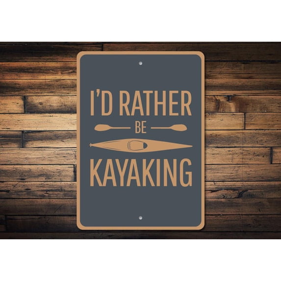 Kayaking Novelty Decor, Metal Wall Sign - 10x14 Inches