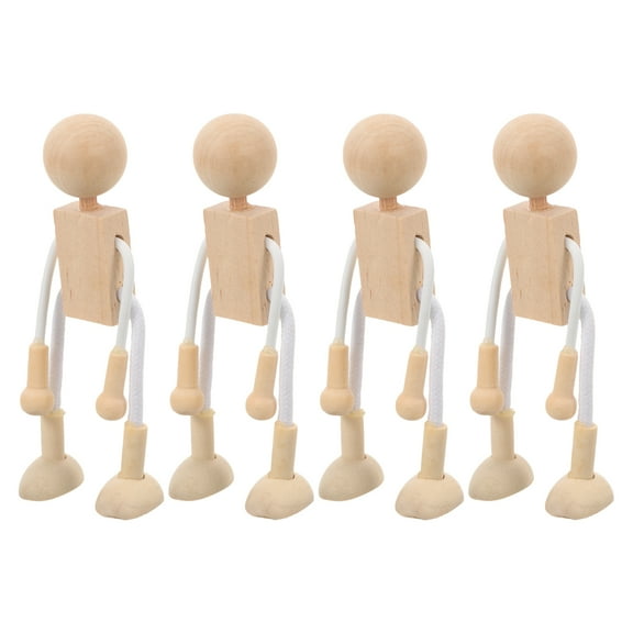 4 Pcs Wooden Peg Doll Unfinished Dolls Educational Toys Child Toddler