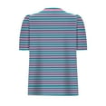 thumbnail image 3 of Womens Striped Puff Sleeve Tops for Summer Casual Trendy Holiday Resort Outfits Crew Neck Baggy Short Sleeve T-shirt, 3 of 5