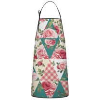 Pioneer Flower Floral Print Pattern Apron-Garden Aprons for Women with Pockets-Cotton Linen Waterproof Kitchen Cooking Gardening Aprons Adjustable for Kitchen,Cooking,BBQ and Salon 33x27 Inch