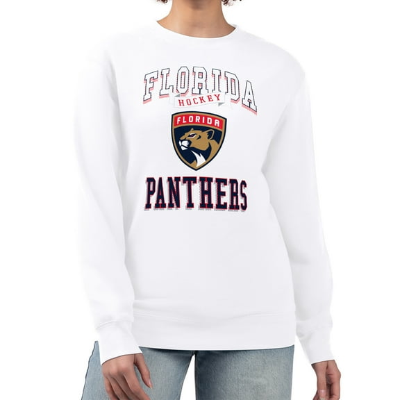 Women's G-III 4Her by Carl Banks White Florida Panthers Team Logo Tri-Blend Fleece Pullover Sweatshirt