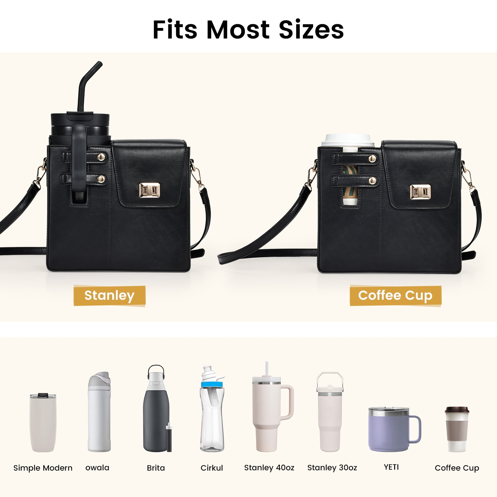 Portable Purse Cup Holder Bag with Strap Outdoor Crossbody Water Bottle Storage Bag for Stanley Cup Tumbler 40 oz