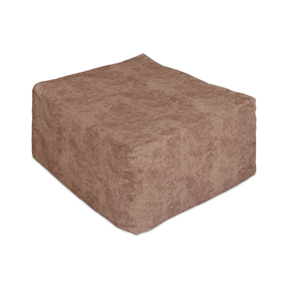Faux Suede Rectangle Pouf, Digitally Printed Distressed Texture, Under Desk Foot Stool for Living Room Office Bedroom Dorm Essentials Ottoman with Cover, Apricot, 25", by Ambesonne