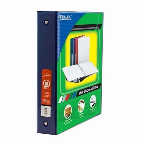 Bazic     1.5'' Blue 3-Ring View Binder w/2-Pockets Pack of 12