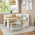 thumbnail image 2 of Hillsdale Gablewood 3-Piece Farmhouse Wood Dining Set in Honey/Washed White, 2 of 4