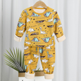 thumbnail image 1 of Conjunto de ropa interior con forro polar grueso para niños, parte superior inferior de otoño, diseño de rayas a la moda para niños y niñas, 1 of 5