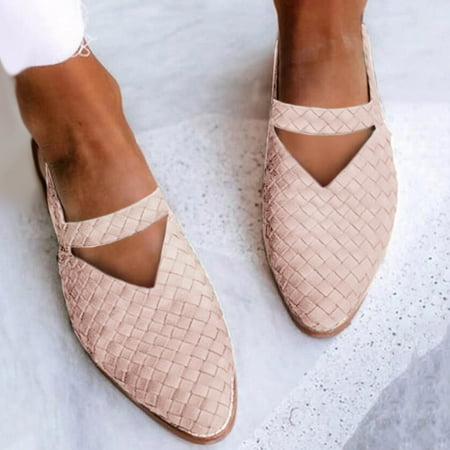 

Honeeladyy Women s Pointed Flat Shoes Weave Casual Shoes Solid Comfortable Sandals Shoes Sandals for Women Sandals for Women