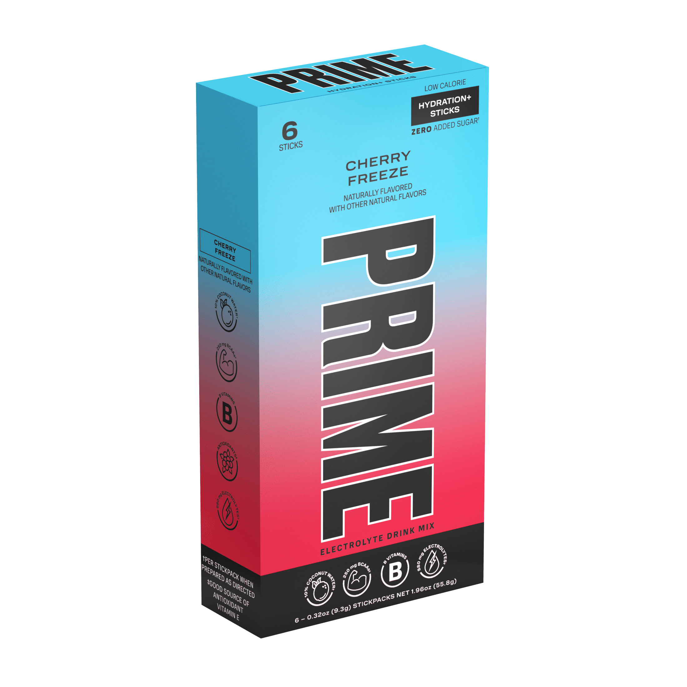 Prime Hydration Sticks, Cherry Freeze, 6 Count, Electrolytes, Zero Sugar
