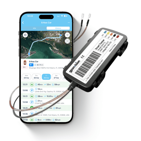 Real-Time 4G GPS Tracker for Vehicles – Hardwired Car Tracking Device with App – 2-Wire Install - Subscription Required