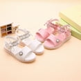 thumbnail image 6 of EnJoCho Little Girls Cute Shoes Fashion Flower Thick Sole Sandals Bow Pearl Soft Sole Comfortable Princess Sandals Girl Kids Summer Stylish Sandals Pink, 6 of 7