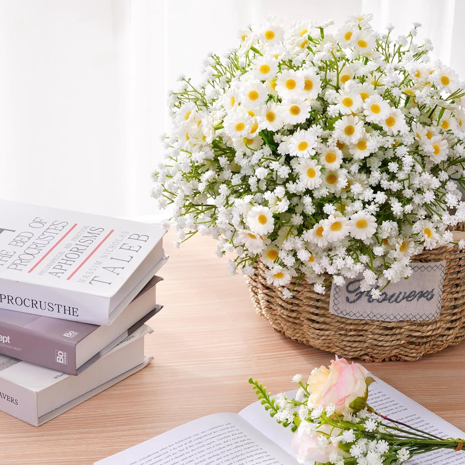 Babys Breath Artificial Flowers, Baby Breath Flowers Artificial Bulk, Real Touch Fake White Flowers, Faux Babies Breath Gypsophila for Wedding Home Decor Floral Arrangement