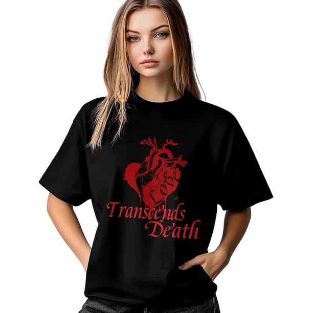 Red Heart Women's T-Shirt, Short Sleeve Tee Shirts Casual Tops Transcends Death Crewneck T Shirt for Women