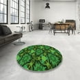 thumbnail image 4 of Ahgly Company Machine Washable Indoor Round Transitional Dark Forest Green Area Rugs, 6' Round, 4 of 7