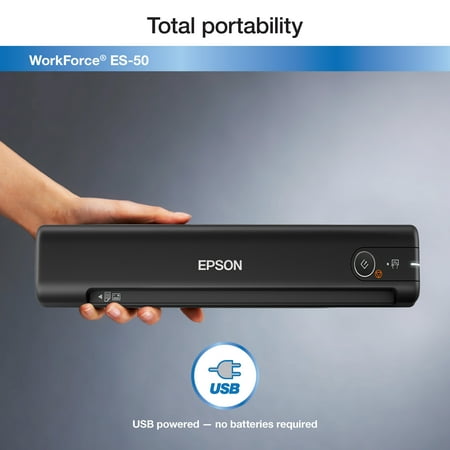 Epson - ES-50 Mobile Color Sheetfed Document Scanner - Black