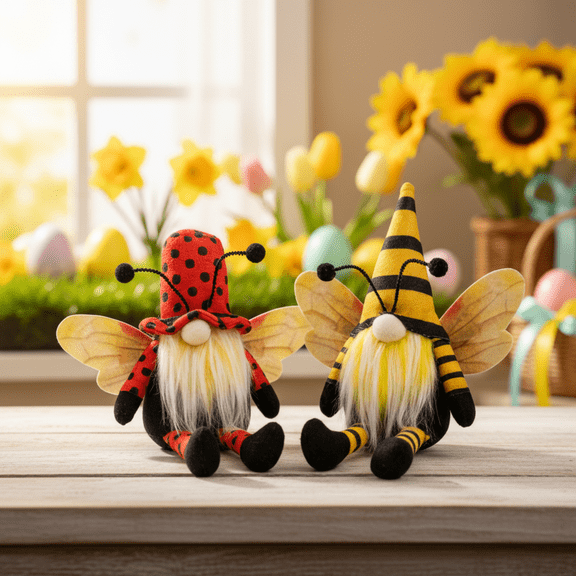 30Inch Bee Festival Sunflower Gnome Doll Faceless Plush Figurine for Harvest Season Home Tiered Tray Decor and Spring Tabletop Ornament Orange