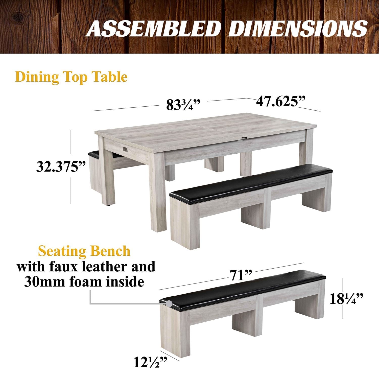 Table 3-en-1 Barrington Monteray : billard, tennis de table et salle à manger avec accessoires + chariot de rangement