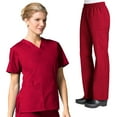 thumbnail image 2 of Maevn CORE Women's Classic V-Neck Solid Scrub Top & Full Elastic Band Cargo Scrub Pant Set [XXS - 3XL], 2 of 2