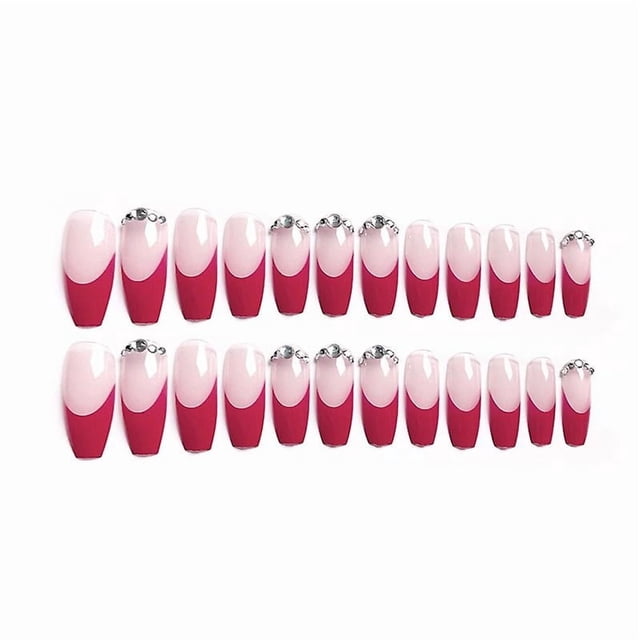 Juego de 24 parches para uñas HUOGUO Pink, removibles de larga duración