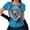 Blue, variant on Womens Y2K Slim Fit Floral Print T-Shirt Short Sleeve Crewneck Top Retro 90s Streetwear Trendy Bodycon Summer Fashion Clothes