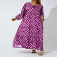 thumbnail image 4 of PENGXIANG Robe Maxi à Manches Courtes Bouffantes Col en V Été Boho Imprimé Floral Robe Smockée Évasée Violet Foncé TTG, 4 of 8
