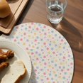thumbnail image 3 of Colorful Polka Dot Round 13 Inch Placemats Set of 6, Vintage Minimalist Geometric Beige HeatResistant Non Slip Place Mats for Dining Table, Wipeable Braided Kitchen Table Mats for Housewarming, 3 of 9