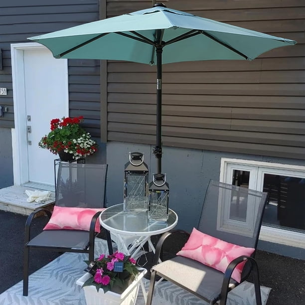 6 ft round patio umbrella Light Blue requiring you to connect the two poles and turn the crank handle to open the umbrella AMMSUN 6ft Patio Table Umbrella,Red
