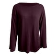 thumbnail image 2 of uikmnh Fall Sweaters Openwork Knit Pullover Sweater Casual Loose Long Sleeve Solid Top for Autumn Versatile Comfortable Yarn Cute Sweaters Size:2XL, 2 of 6