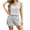 Gray, variant on Tqcoqu Women's Striped 2 Piece Pajama Set,V Neck Sleeveless with Built In Bra Tank Top & Elastic Waist Shorts,Soft Loungewear Sleepwear Outfit Set,Black Women's XL-XXL
