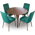 thumbnail image 1 of Allora 5-Piece Mid-Century Dining Set with 4 Velvet Dining Chairs in Green, 1 of 6