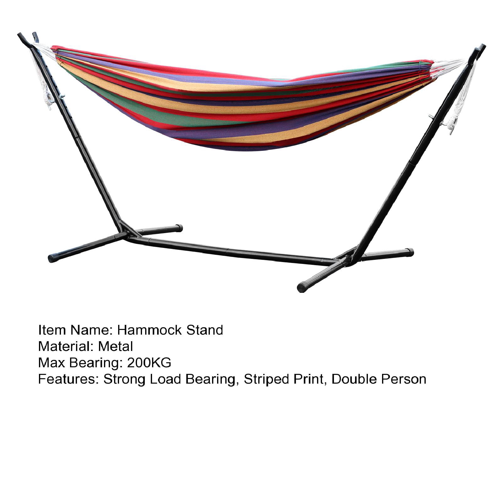 Aqyh Double Hammock with Stand, Portable Hammocks w/ Carrying Bag, Brazilian-Style, 440 lbs Capacity, Suit for Indoor,Outdoor,Yard,Camping