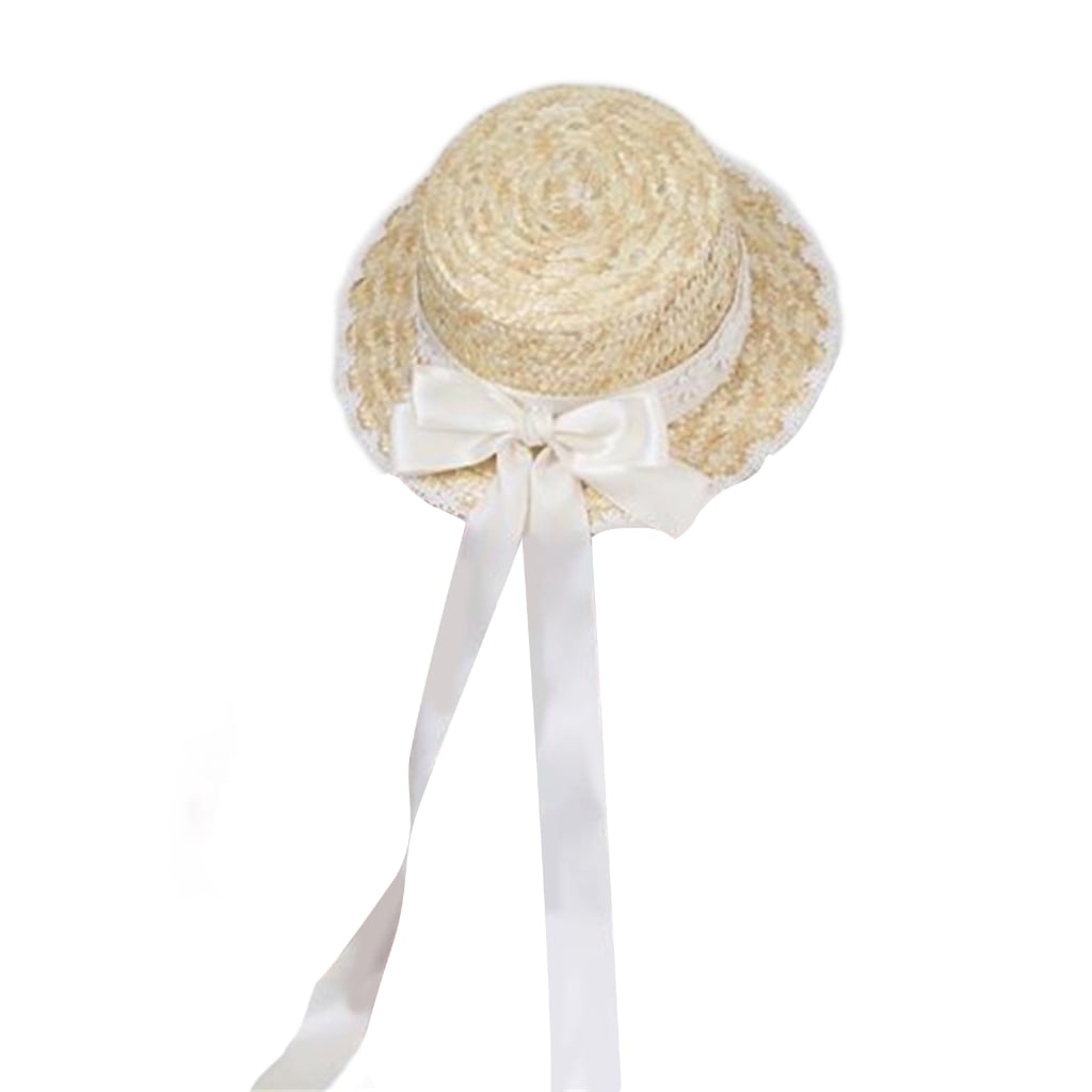 YUUZONE Wide Brim Straw Boater Hat Women TeaParty SunHat Bows Straw Hat