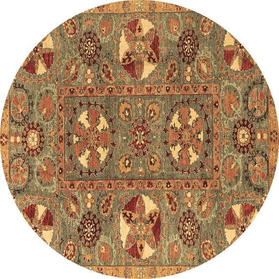 Ahgly Company Indoor Round Abstract Brown Modern Area Rugs, 4' Round
