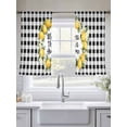 thumbnail image 6 of Farmhouse Lemon Semi Sheer Window Curtains 54 Inches Long, Bless Home Summer Black Buffalo Plaid Rod Pocket Voile Silky Chiffon Curtain Light Filtering Drapes for Living Room, 52"x54", 2 Panels, 6 of 9